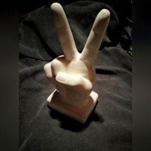 Ceramic Peace Hand Sign Figurine